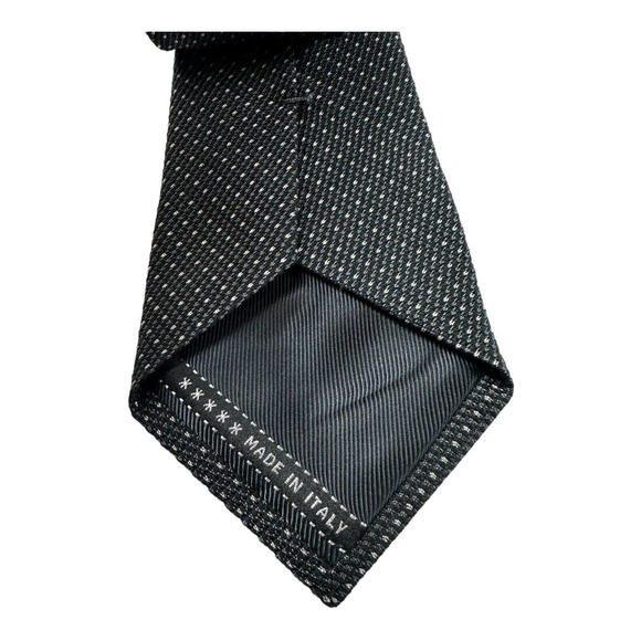 Ermenegildo Zegna Current Black Gray Knit Pure Silk Mens Tie 3.5 Inch NWOT - Picture 2 of 5